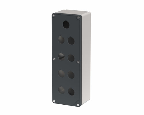 080T0927-7P9 - Push-button box in PA + glass fibre 90x267x74, 9 holes d22