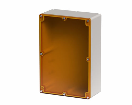 080T1827-9T - Caja pulsadora in PA + fibra de vidrio 180x267x94, sin orificios, transparente