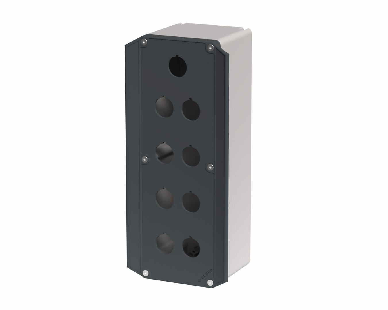 080TE0927-9P9 - Push-button box in PA + glass fibre 90x267x94, 9 holes d22 , ergonomic lid