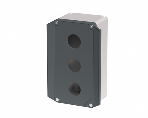 080TEU0918-7S3 - Push-button box in PA + glass fibre 90x180x74, 3 holes d30 , UL, ergonomic lid