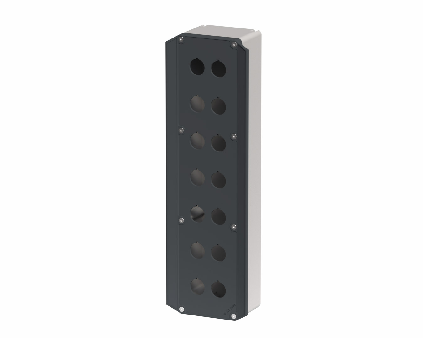 080TEU0938-7P14 - Scatola pulsantiera in poliammide rinforzato 90x382x74, 14 fori d22, UL, Coperchio ergonomico
