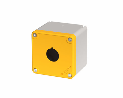 080TU0707-6GP1 - Boîte à boutons in PA + fibre verre 70x70x63, 1 trou d22, jaune, UL