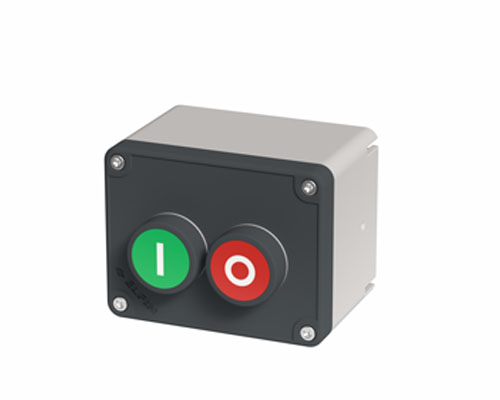 080TU0709-6IO - Boîte à boutons in PA + fibre verre 70x90x63 avec 2 boutons I-O gardés, UL