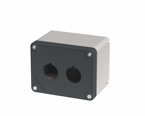 080TU0709-6P2L - Drucktastergehäuse in PA + Glasfaser 70x90x63, 2 Bohrungen d22, UL