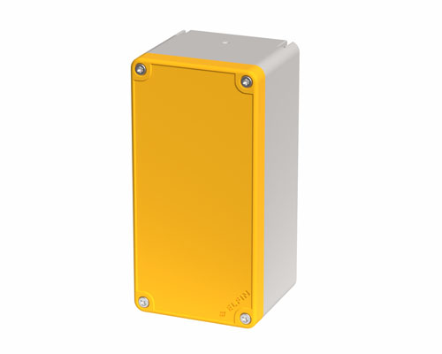 080TU0714-6G - Caja pulsadora in PA + fibra de vidrio 70x140x63, sin orificios, amarillo, UL