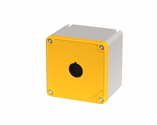 080TU0909-7GP1C - Boîte à boutons in PA + fibre verre 90x90x74, 1 trou d22, jaune, UL