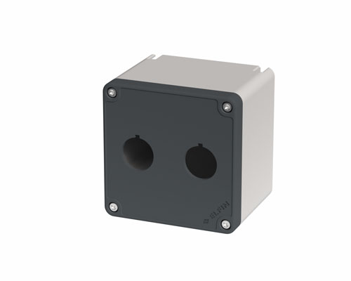 080TU0909-7P2 - Caja pulsadora in PA + fibra de vidrio 90x90x74, 2 orificios d22, UL