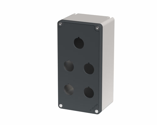 080TU0918-7P5 - Drucktastergehäuse in PA + Glasfaser 90x180x74, 5 Bohrungen d22, UL
