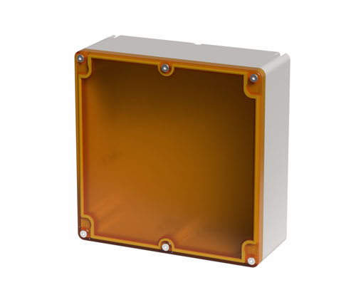 080TU1818-7T - Boîte à boutons in PA + fibre verre 180x180x74, sans trous, transparent, UL