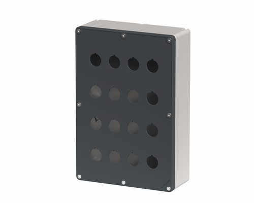 080TU1827-7P16 - Caja pulsadora in PA + fibra de vidrio 180x267x74, 16 orificios d22, UL