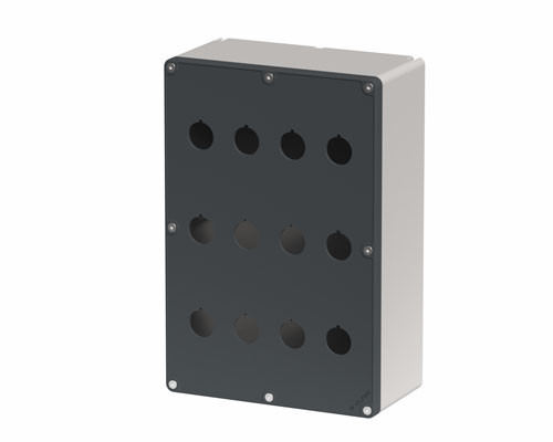 080TU1827-9P12 - Drucktastergehäuse in PA + Glasfaser 180x267x94, 12 Bohrungen d22, UL