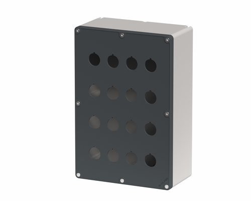 080TU1827-9P16 - Caja pulsadora in PA + fibra de vidrio 180x267x94, 16 orificios d22, UL