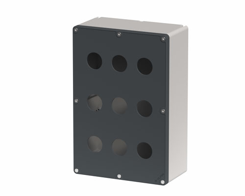 080TU1827-9S9 - Boîte à boutons in PA + fibre verre 180x267x94, 9 trous d30, UL